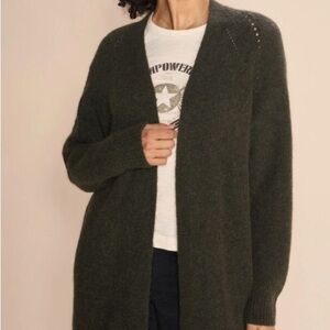 MOS MOSH Women's Open Front Cardigan Sweater - Dark Green